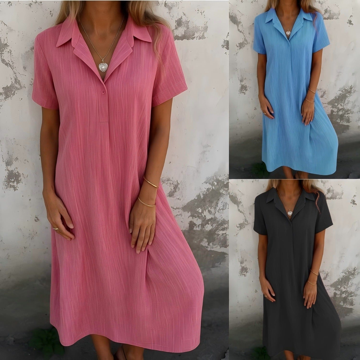 Damen Blusenkleid Elegant Sommerkleidung - IdealeKleiden