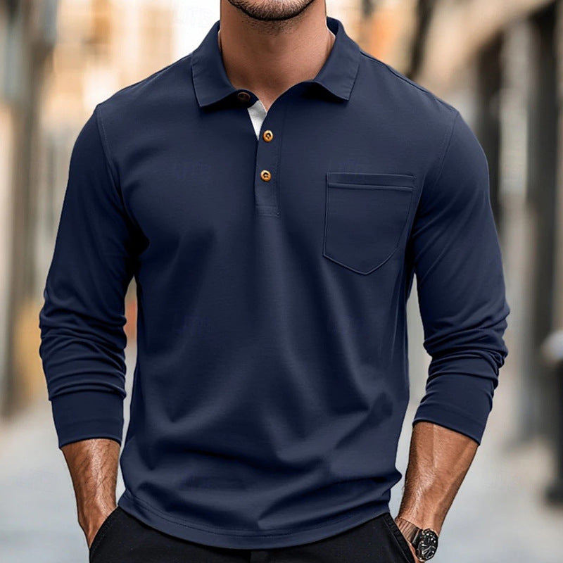 Slim Fit Poloshirt Langarm Baumwolle Elegant