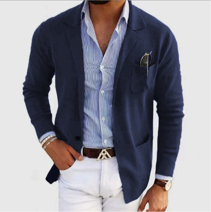 Herren Strickblazer Elegant Mit Praktischen Taschen