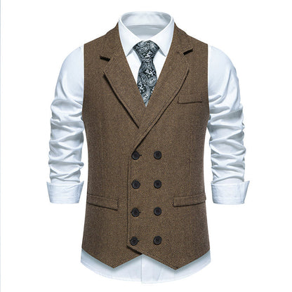 Herren Weste Elegantes Herringbone-Design Doppelreihige Knöpfe
