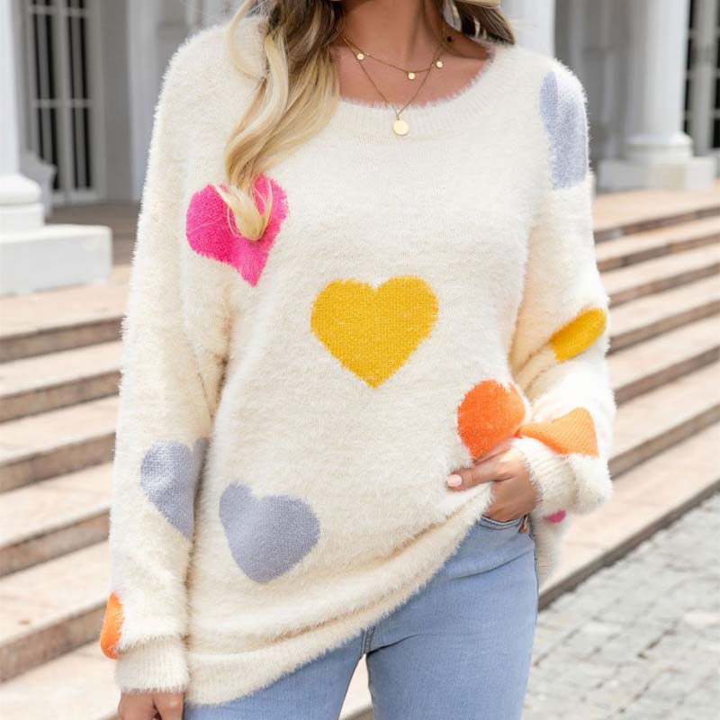 Frauen Pullover Herzen Muster