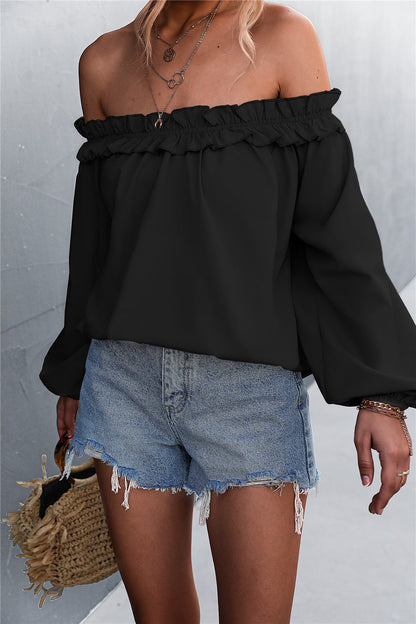 Frauen Bluse Off-Shoulder Rüschen Chic