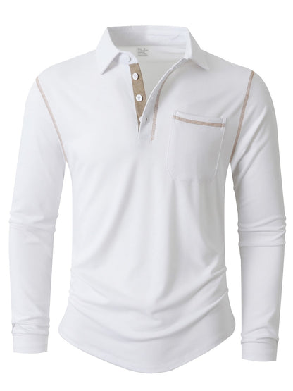 Herren Langarm Poloshirt Elegant Sportlich