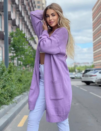 Damen Strickjacke Oversized Offene Front