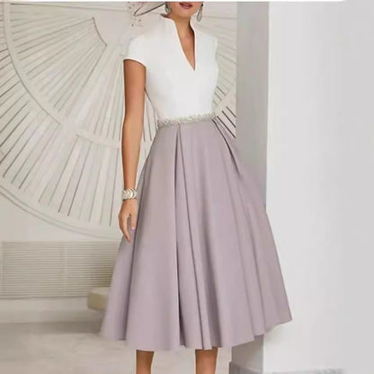 Sommerkleid Weiß V-Ausschnitt Leicht - IdealeKleiden