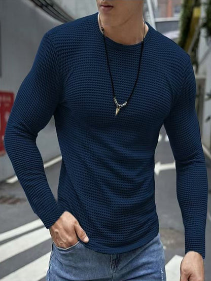 Herren Langarmshirt Strukturiert Modern Style