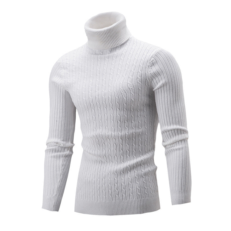 Herren Rollkragen Pullover Zopf Muster Elegante Optik