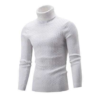 Herren Rollkragen Pullover Zopf Muster Elegante Optik