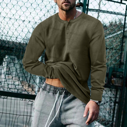 Herren Langarm-Shirt Elegant Knopfleiste