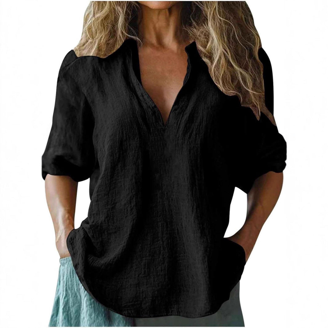 Damen Leinenbluse Sommerleich leicht - IdealeKleiden