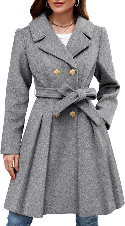 Damen Mantel Klassisch Elegante Wickeljacke