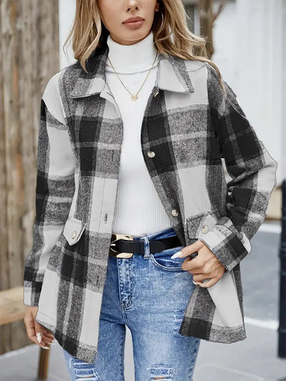 Damen Karo Overshirt Chic Übergröße
