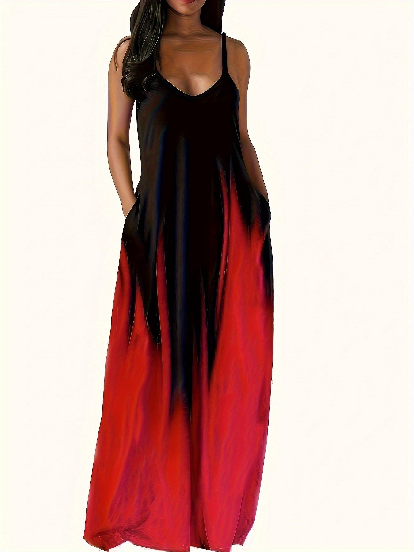 Damen Maxikleid Elegant Mit Seitentaschen