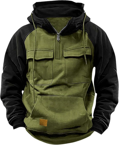 Herren Hoodie Sportlich Kapuze Taschen