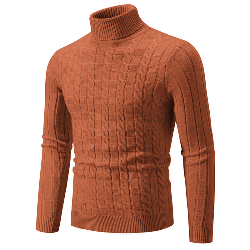 Herren Strickpullover Hochgeschlossen Zopf Muster Klassisch