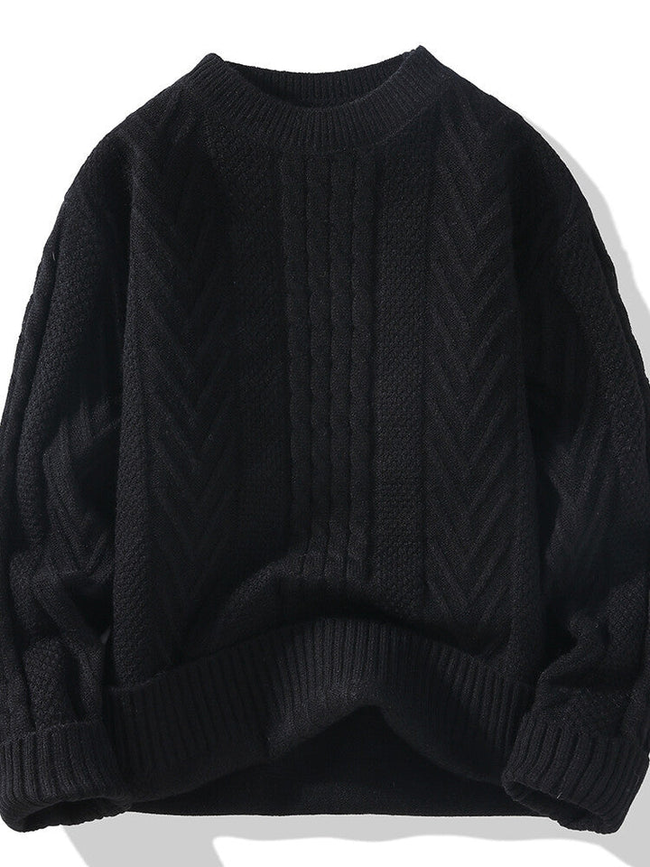 Herren Pullover Grobstrick Lässig Zopfmuster