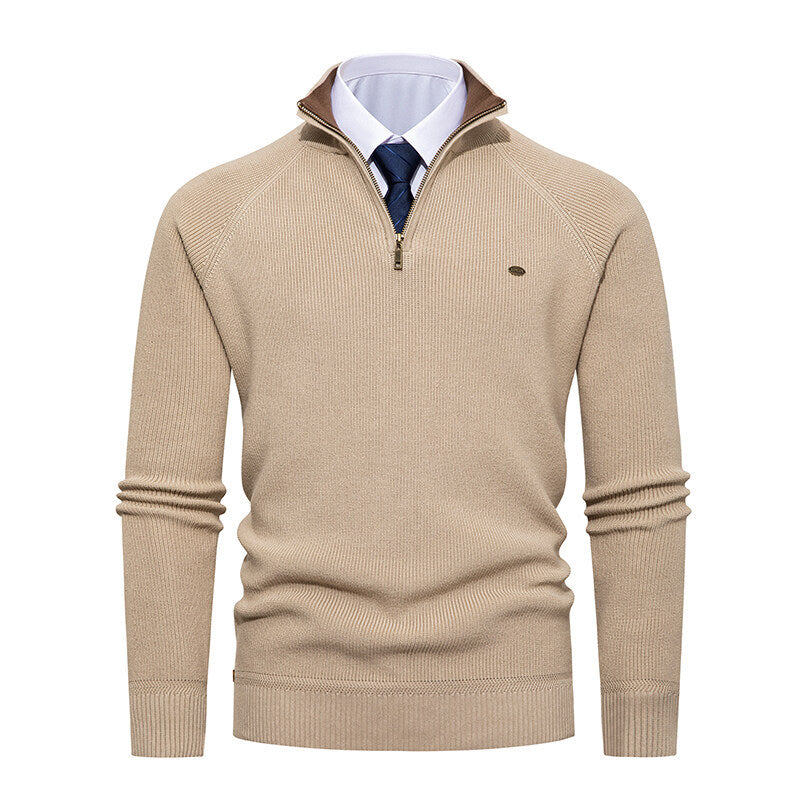 Herren Strickpullover Elegant Stehkragen Reißverschluss
