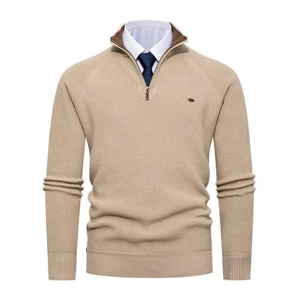 Herren Strickpullover Elegant Stehkragen Reißverschluss