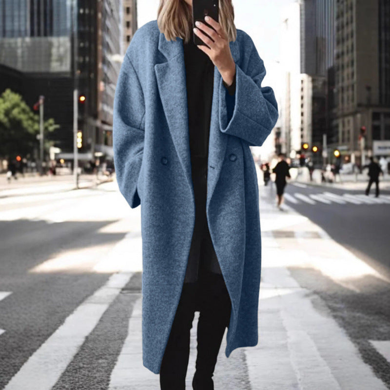 Damen Oversize Wollmantel Stilvoll Warm