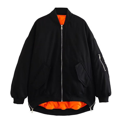 Damen Bomberjacke Sportlich Casual mit Taschen