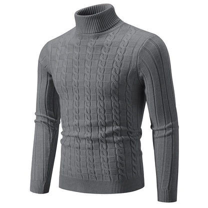 Herren Strickpullover Hochgeschlossen Zopf Muster Klassisch
