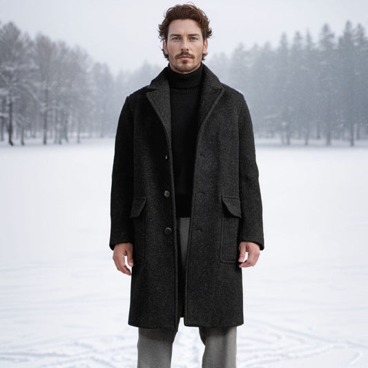 Herren Wintermantel Elegant Warm mit Taschen - IdealeKleiden