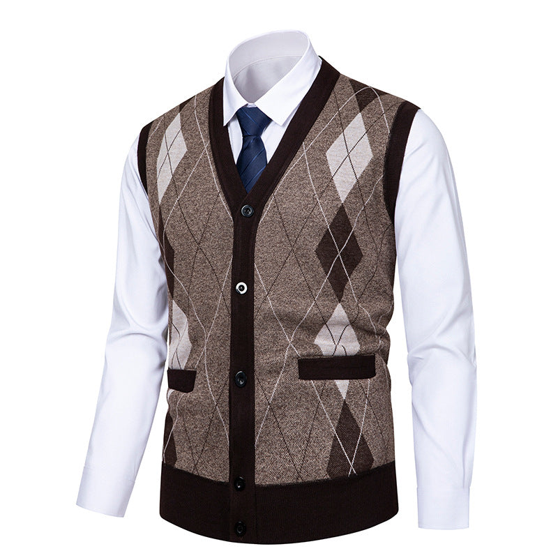 Herren Strickjacke Elegant Rautenmuster Modern