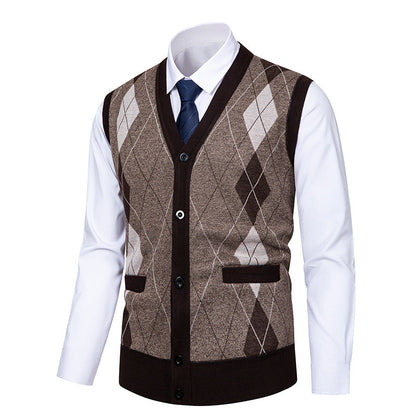 Herren Strickjacke Elegant Rautenmuster Modern