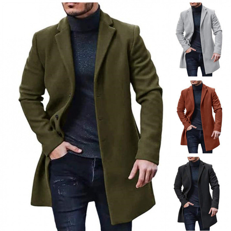 Herren Wintermantel Modern Elegant Schwarz - IdealeKleiden