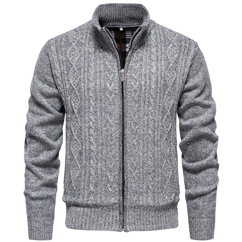 Herren Strickjacke Hochkragen Reißverschluss Sportlich