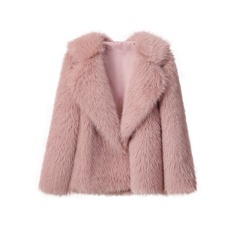 Damen Kunstpelz-Jacke Elegant Weich Schnitt