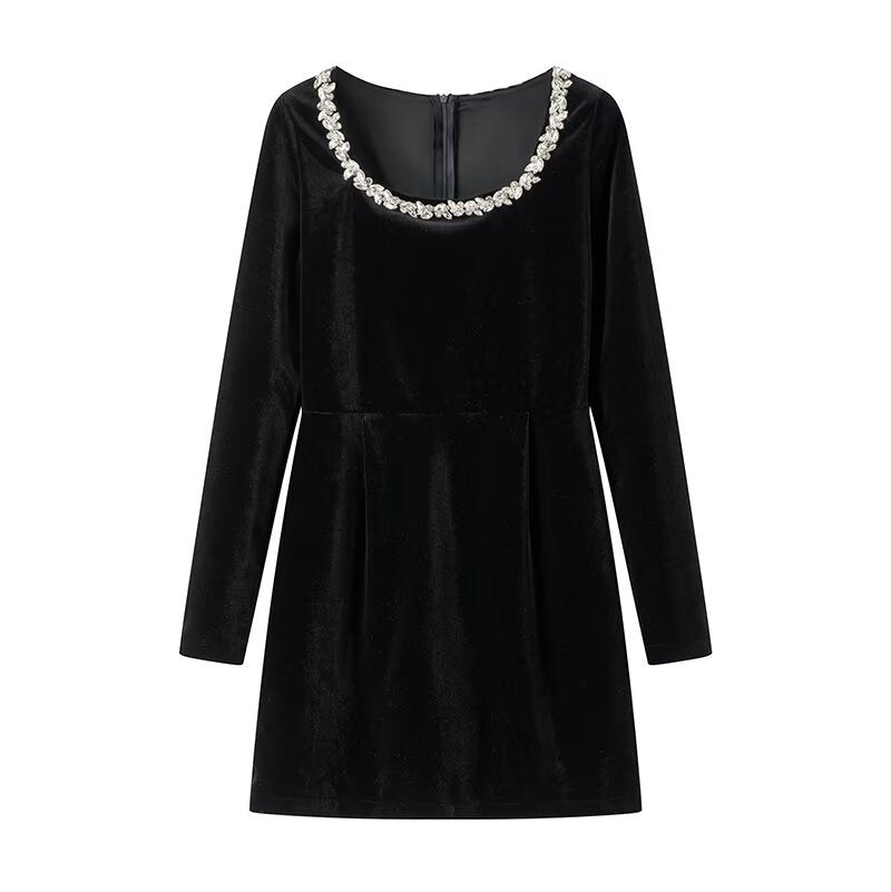 Damenkleid Elegant Minikleid Kristall Dekolleté