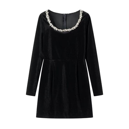 Damenkleid Elegant Minikleid Kristall Dekolleté
