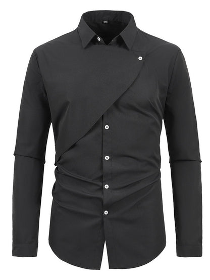 Herren Kurzarm Hemd Asymmetrisch Elegant Style