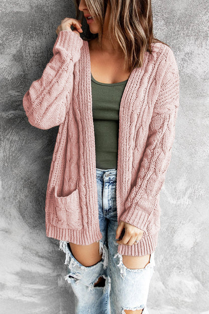 Damen Strickjacke Oversized Ärmel und Tieftaschen