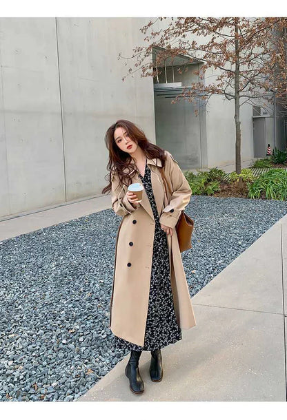 Eleganter Trenchcoat Doppelreihen-Knöpfe Damen