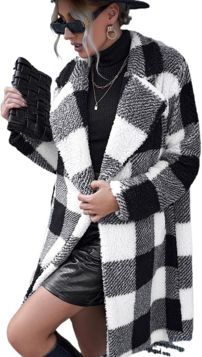 Damen Oversized Mantel Weich Fleece Innenfutter