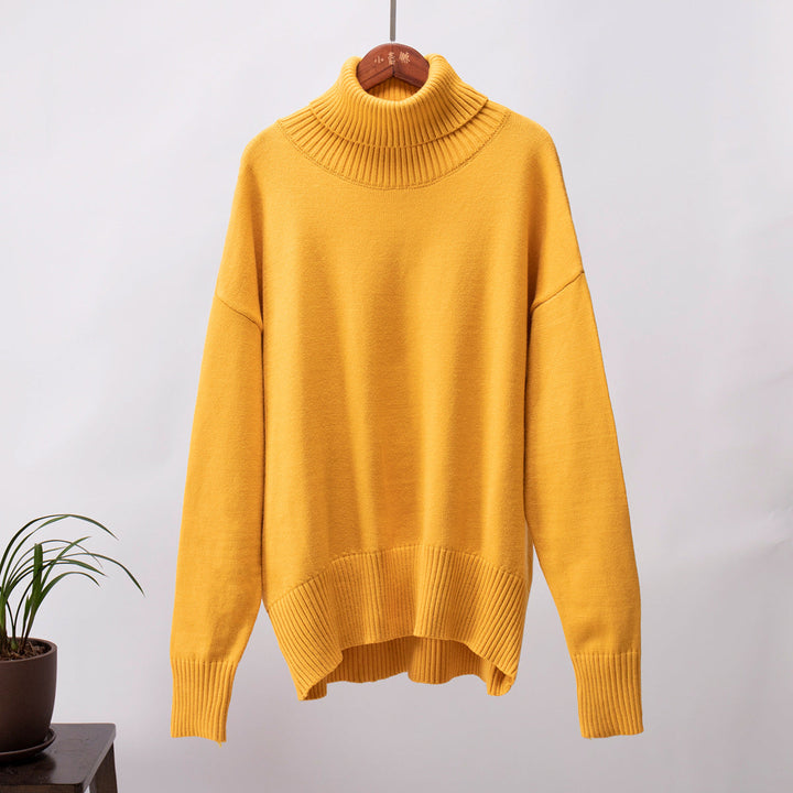 Damen Strickpullover Bequem Warm Rippborte