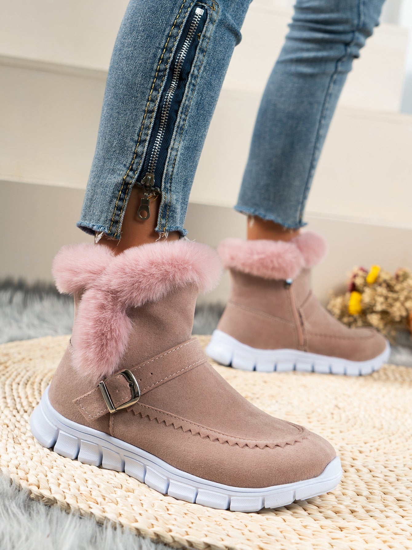 Damen Winterstiefel Weich Kunstfell Elegantes Design