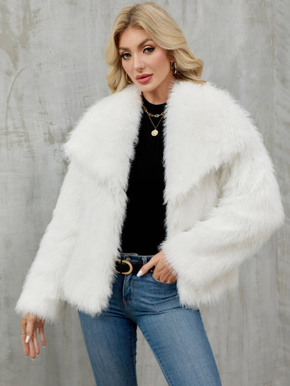 Damen Oversized Kunstpelz Jacke Weich Voluminös