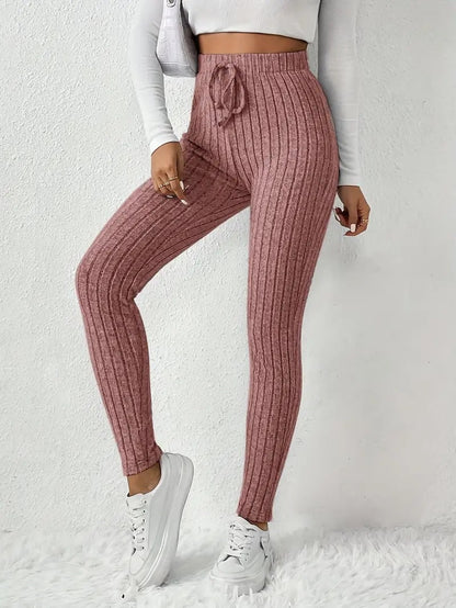 Damen Fleece Sweatpants Weich Rippstruktur