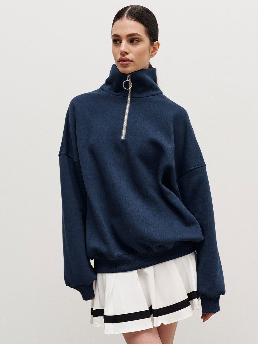 Damen Pullover Modern Reißverschluss Hochkragen