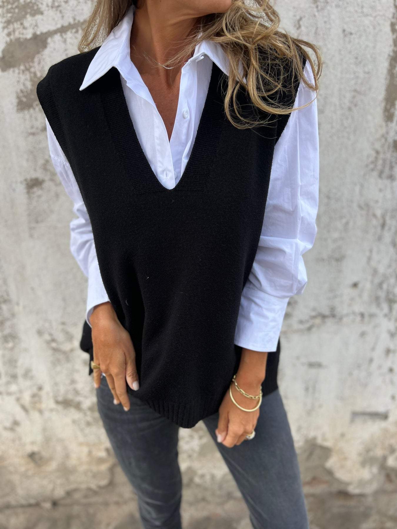 Damen Pullover Lässig V-Ausschnitt Casual Style