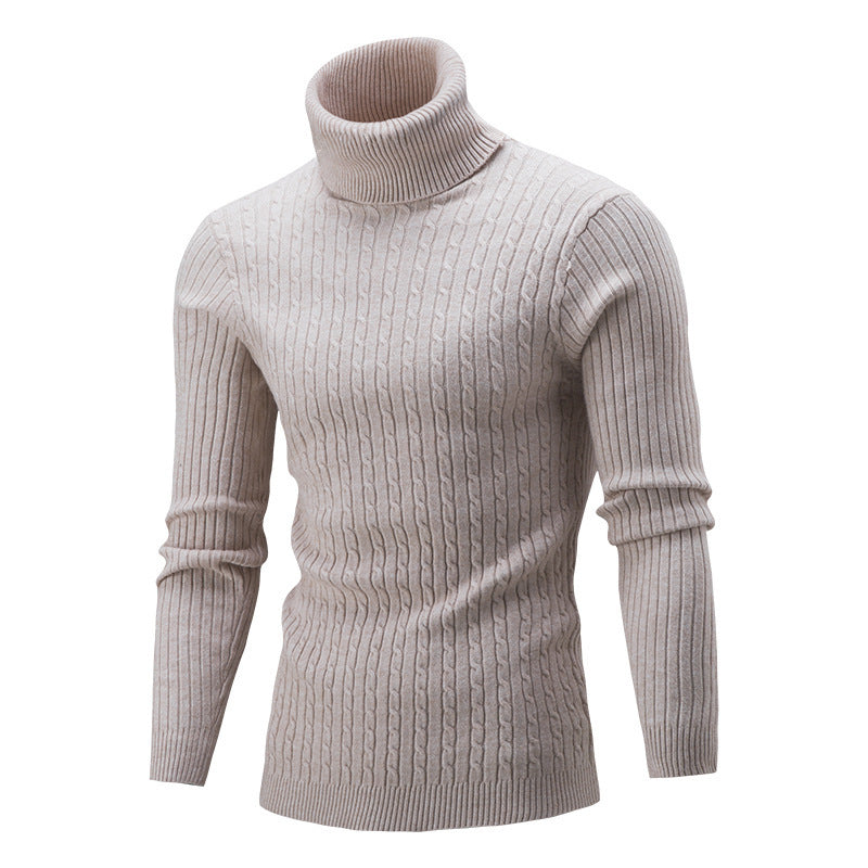 Herren Rollkragen Pullover Zopf Muster Elegante Optik