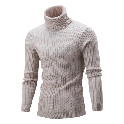 Herren Rollkragen Pullover Zopf Muster Elegante Optik