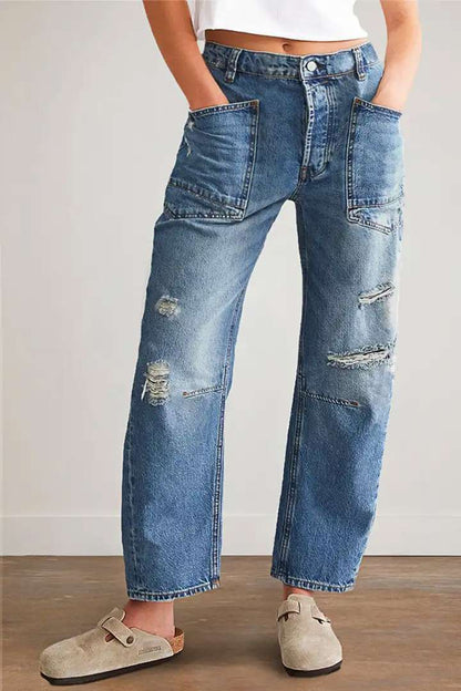 Damen Jeanshosen Großtaschen Komfort Fit
