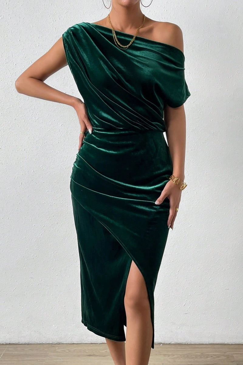 Damen Sommerkleid Elegantes Off-the-Shoulder Midikleid