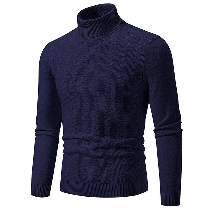 Herren Pullover Rollkragen Strick Zopfmuster