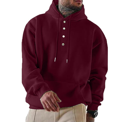 Herren Hoodie Kapuze Trendy Knopfverschluss Praktisch
