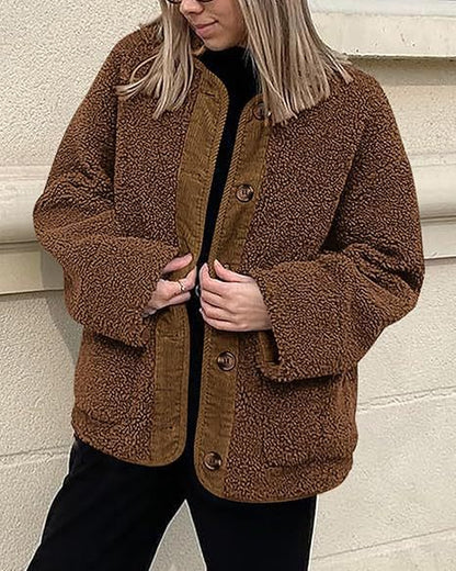 Damen Teddyjacke Weich Plüsch Optik